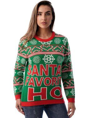 Medium Green Santa's Favorite Ugly Christmas Sweater - Festive Holiday Apparel